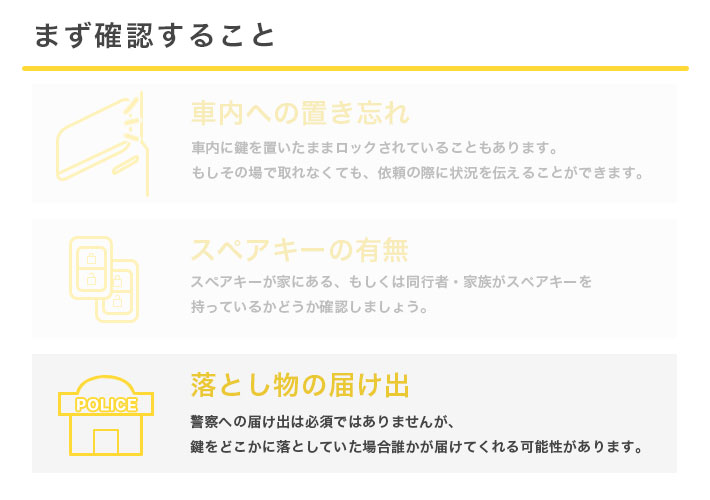 車の鍵をなくしたら　警察に連絡を