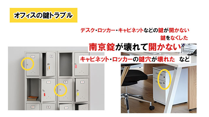 オフィスの鍵トラブルの例　その他どんな鍵トラブルでもご相談ください